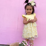 Sunshine Ditsy Daisy Easter Tulle Bow Clip