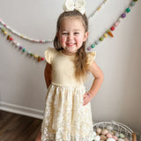 Sunshine Ditsy Daisy Easter Tulle Bow Clip