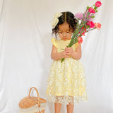 Sunshine Ditsy Daisy Easter Tulle Bow Clip
