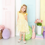 Sunshine Ditsy Daisy Easter Tulle Bow Clip
