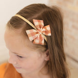 Cinnamon Plaid Tulle Bow Headband