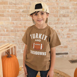 Turkey and Touchdowns Thanksgiving Short Sleeve T-Shirt