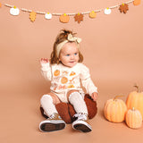 Thankful Cutie Thanksgiving Long Sleeve Romper - Natural