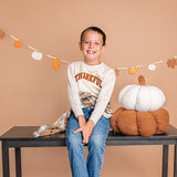 Thankful Patch Varsity Thanksgiving Sweatshirt - Natural