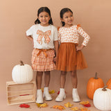 Cinnamon Plaid Bow Patch Short Sleeve T-Shirt