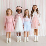 Satin Bow Long Sleeve Tutu Dress
