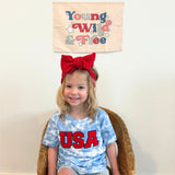 USA Patch Short Sleeve T-Shirt - Sky Tie Dye