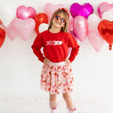 XOXO Sequin Patch Valentine's Day Sweatshirt - Red