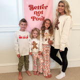 Gingerbread Sequin Patch Christmas Women's Sweatshirt - Natural