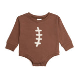 Football Lace Patch Long Sleeve Romper