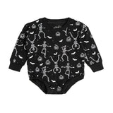 Glow In The Dark Silly Skelly Halloween Long Sleeve Romper