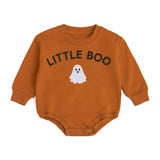 Little Boo Patch Halloween Long Sleeve Romper