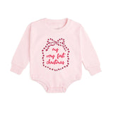 My First Christmas Sequin Bow Patch Long Sleeve Romper