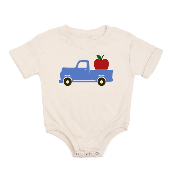 Apple Truck Short Sleeve Romper - Natural