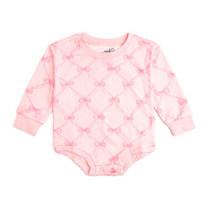 Bow Trellis Long Sleeve Romper - Ballet