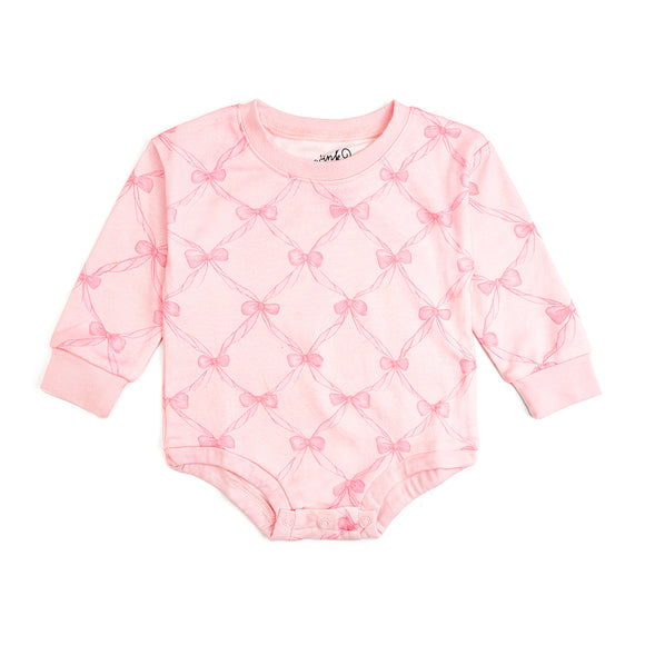 Bow Trellis Long Sleeve Romper - Ballet
