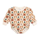 Cabin Christmas Long Sleeve Romper - Natural