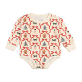 Christmas Cutie Long Sleeve Romper - Natural