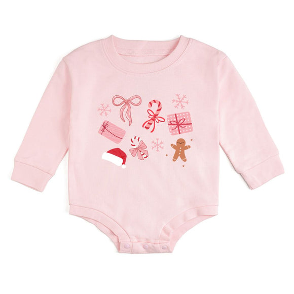 Christmas Fun Long Sleeve Romper - Ballet