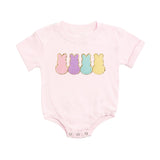 Easter Peeps Patch Short Sleeve Romper - Ballet