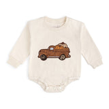 Fall Truck Patch Long Sleeve Romper