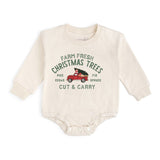 Farm Fresh Christmas Tree Patch Long Sleeve Romper