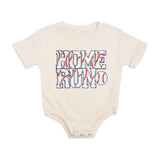 Home Run Patch Short Sleeve Romper - Natural