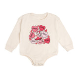 Howdy Valentine's Day Long Sleeve Romper - Natural