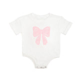 Lace Bow Puff Ink Short Sleeve Romper