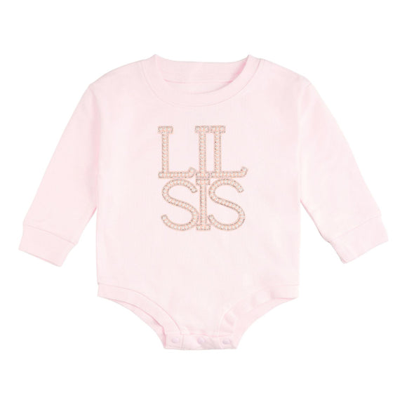 Lil Sis Pearl Patch Long Sleeve Romper - Ballet