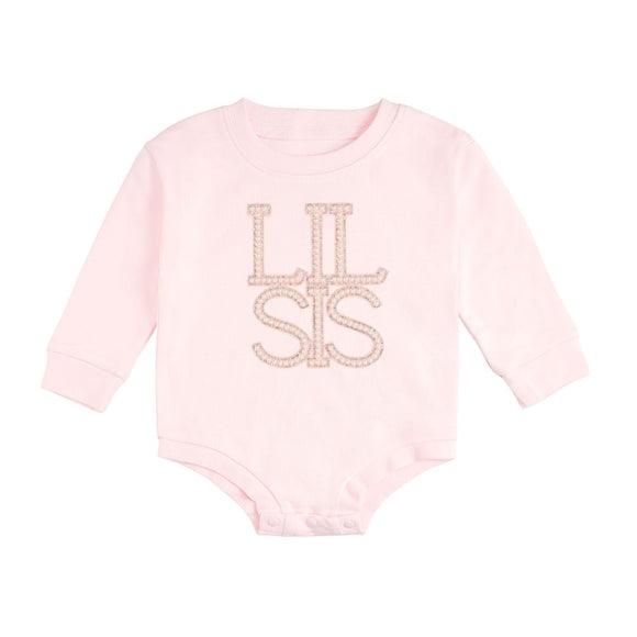 Lil Sis Pearl Patch Long Sleeve Romper - Ballet