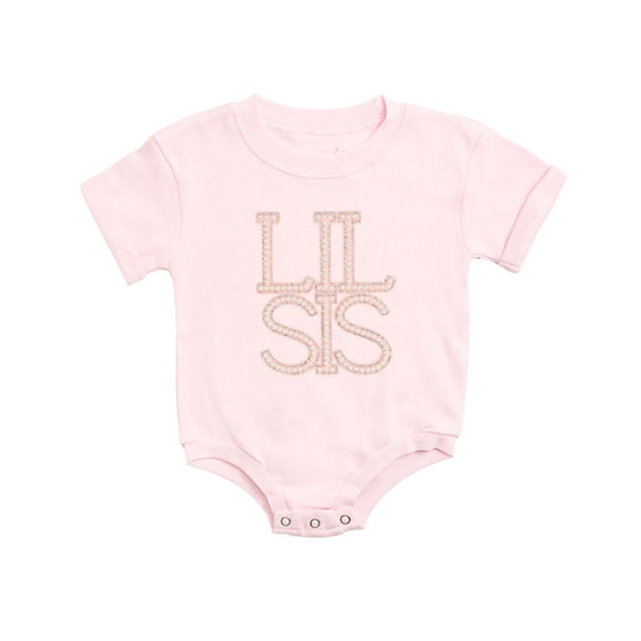 Lil Sis Pearl Patch Short Sleeve Romper - Ballet