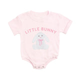 Little Bunny Patch Easter Short Sleeve Romper - Ballet