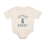 Little Bunny Steel Blue Easter Short Sleeve Romper - Natural