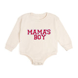 Mama's Boy Patch Valentine's Day Long Sleeve Romper - Natural