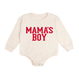 Mama's Boy Varsity Patch Valentine's Day Long Sleeve Romper - Natural