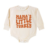 Mama's Little Turkey Thanksgiving Long Sleeve Romper - Natural