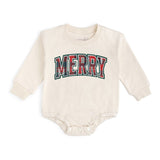 Merry Tartan Patch Christmas Long Sleeve Romper