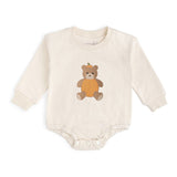Pumpkin Teddy Bear Patch Long Sleeve Romper
