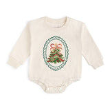 Sequin Christmas Tree Patch Long Sleeve Romper