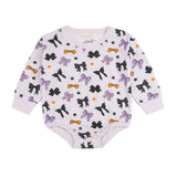 Spooky Bows Halloween Long Sleeve Romper - Lavender