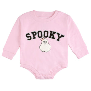 Spooky Patch Halloween Long Sleeve Romper - Ballet