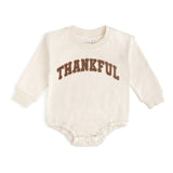 Thankful Varsity Patch Thanksgiving Long Sleeve Romper