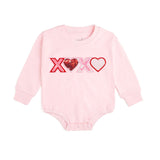 XOXO Sequin Patch Valentine's Day Long Sleeve Romper