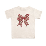 Christmas Plaid Bow Patch Short Sleeve T-Shirt