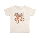 Cinnamon Plaid Bow Patch Short Sleeve T-Shirt