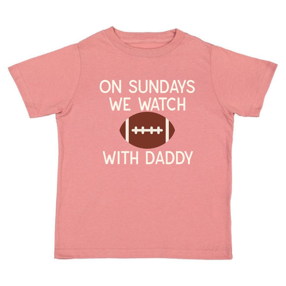 Football Sundays With Daddy Short Sleeve T-Shirt - Dusty Rose