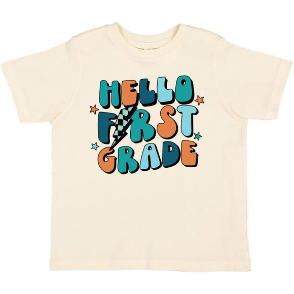 Hello First Grade Short Sleeve T-Shirt - Natural