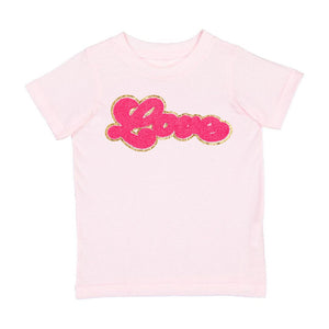 Love Script Patch Valentine's Day Short Sleeve T-Shirt - Ballet