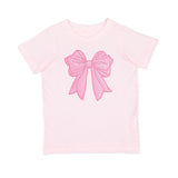 Pink Bow Sequin Patch Short Sleeve T-Shirt